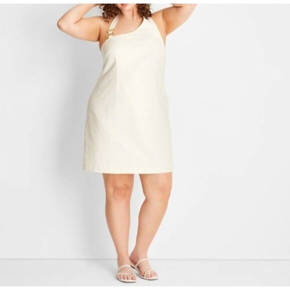 Future Collective Dress Linen Blend Cream Size 24 - Picture 1 of 13